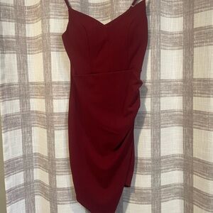 Emerald Sundae Asymmetrical Burgundy Dress